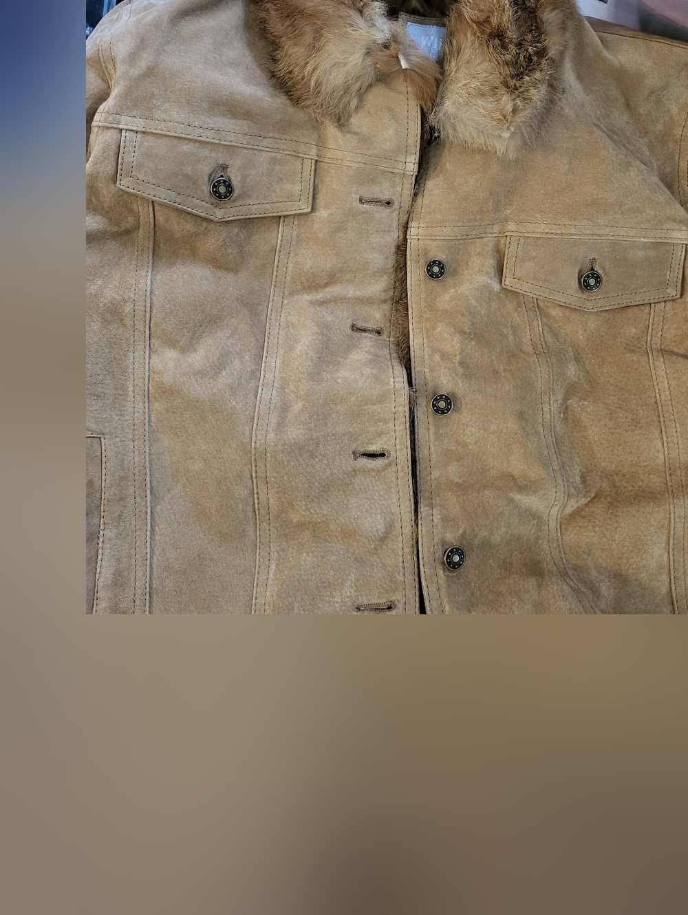 Ladies Suede Rabbit Fur Lined Jacket sz xl #1355-1999